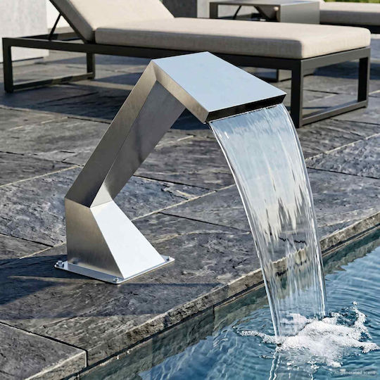 vidaXL Pool Wasserfall Mit LED Beleuchtung Aus Rostfreiem Stahl Silber
