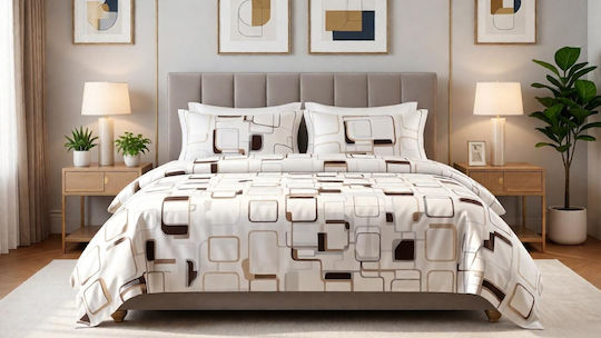 MayHome Σετ Πάπλωμα King Size 260x240εκ. Polycotton Γεωμετρικό