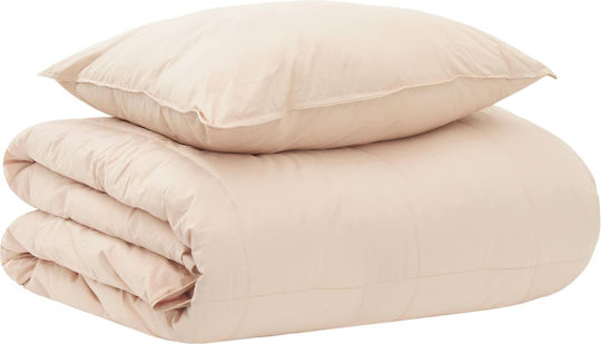 vidaXL Single Quilt Set 155x200 cm Beige 150 GSM