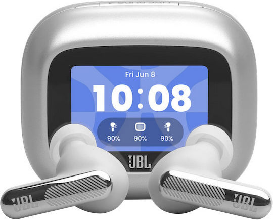 JBL Live Beam 4 In-ear Bluetooth Handsfree Ακουστικά με Αντοχή στον Ιδρώτα και Θήκη Φόρτισης Ασημί