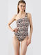 Strapless Costum de Baie Întreg Gri Ethnic