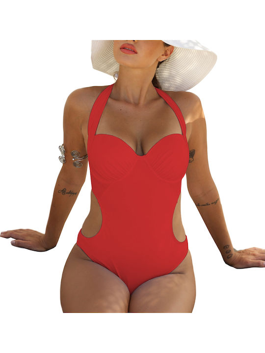 Strapless Ein Stück Badeanzug Rote LU.M121rot