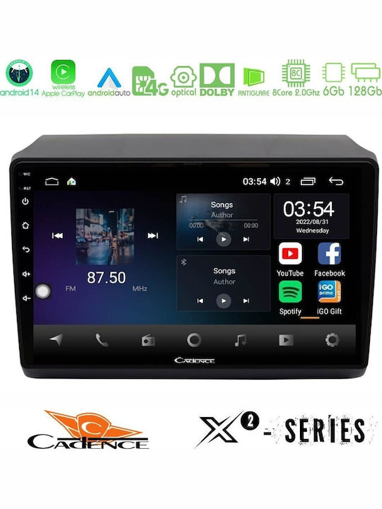 Cadence Car Audio System for Peugeot Boxer Fiat Ducato Citroen Jumper Bluetooth USB WiFi GPS Apple CarPlay Android Auto with 9" Touch Screen