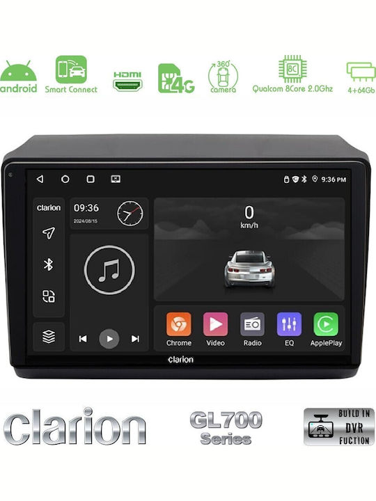Clarion Car Audio System for Peugeot Boxer Fiat Ducato Citroen Jumper 2022-2023 Bluetooth USB WiFi GPS Apple CarPlay Android Auto with 9" Touch Screen