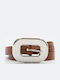 Wide Leather Women's Belt Tabac Brown