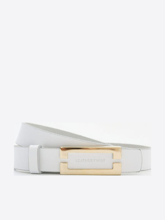 Leather Twist Curea Dama Din Piele Albă