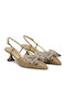 Leather Heels with Strap & Medium Gold Heel