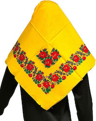 Rhodian Women's Large Traditional Costume Headscarf Yellow Red Flowers Mark204 Yellow