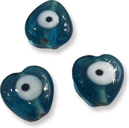 Glasauge Herz Türkis 22x20mm Schmuckherstellungsmaterialien & Bohoomien 6 Stück