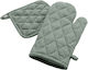 Fabric Green Oven Mitt and Pot Holder Set