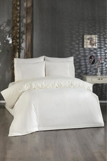 SteweHome Duvet Cover Set 200x220cm Double With 2 Pillowcases Beige
