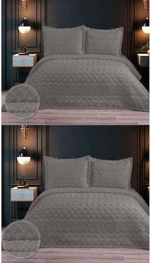 SteweHome Подредба Пликове За Завивки 260x260см King Size С 2 Калъфки За Възглавници Сиви