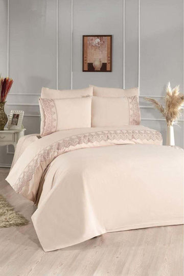 SteweHome Duvet Cover Set 200x220cm Double With 2 Pillowcases Brown