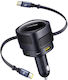 Baseus Enjoyment Max Φορτιστής Αυτοκινήτου 90W 10A με Θύρες: 1xUSB 1xType-C μαζί με Καλώδιο Type-C Μαύρο Χρώμα