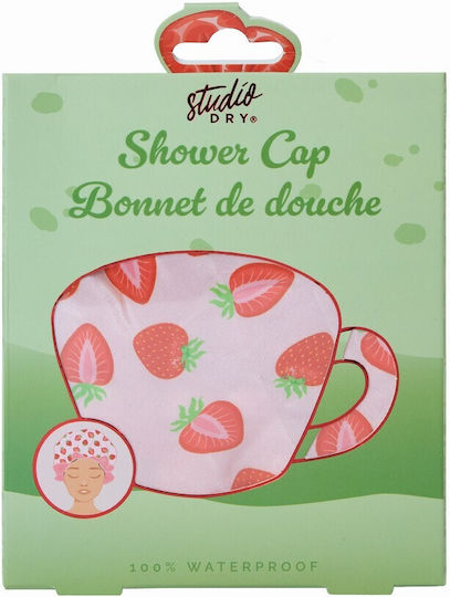 Waterproof Satin Shower Cap Matcha Strawberries By Upper Canada
