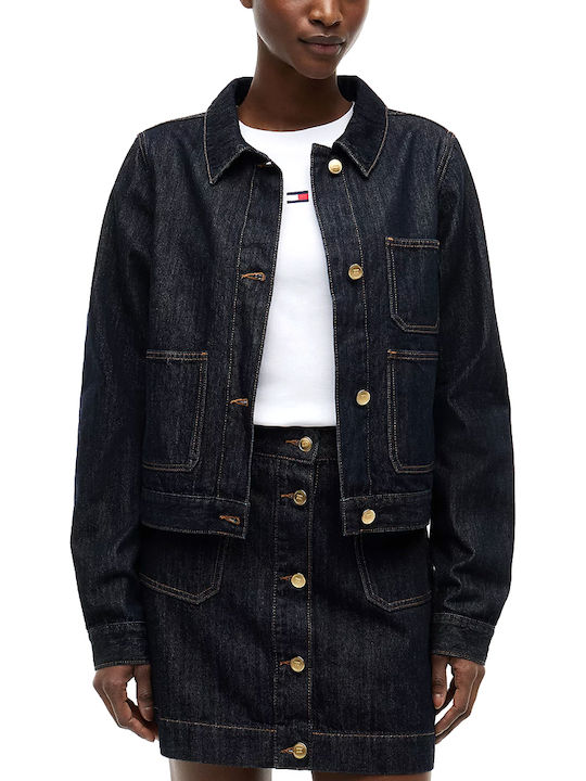 Tommy Hilfiger Langes Damen Jean Jacke Blau