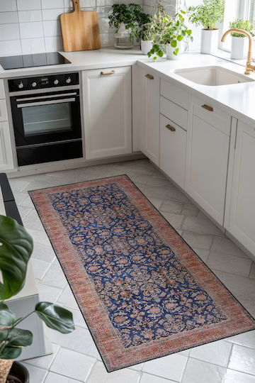 SteweHome Rectangular Kitchen Mat Blue 95x300cm