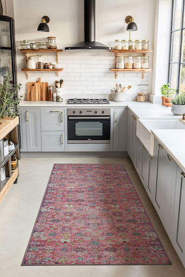 SteweHome Rectangular Kitchen Mat Pink 95x250cm