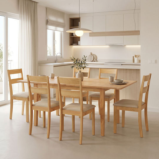 Τραπεζαρία Dallan Country με 6 Καρέκλες 150x80εκ.