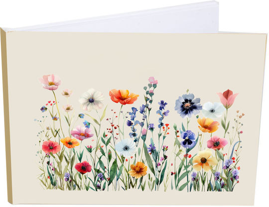 Guest Book Wishes 21x28cm 78 Pages Stain Cover Ecru Wildflowers