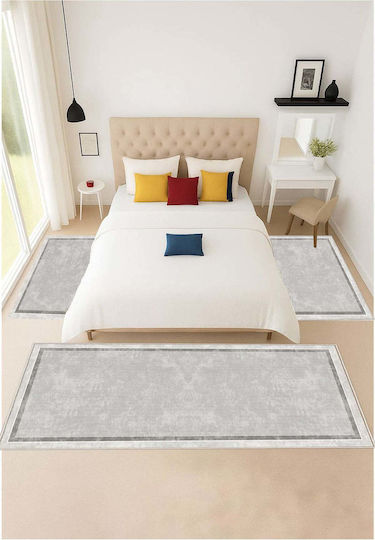 SteweHome Seturi Moderne De Covoare Pentru Dormitor Gri STE-028358-P28358 3 Bucăți