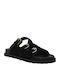 Δερμάτινα Γυναικεία Σανδάλια Flatforms Μαύρα