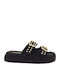 Leather Women's Flat Sandals Black