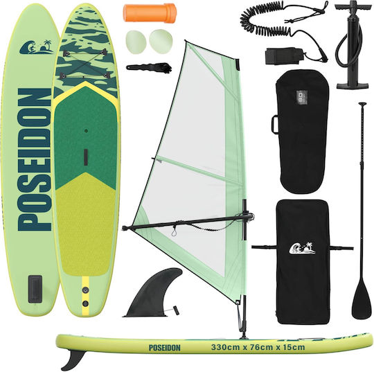 vidaXL Poseidon Inflatable SUP Board with Length 3.3m Green