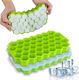 LsCook Ice Cube Mold Round Silicone with Lid Green VY301E