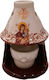 Vigil Oil Lamp Clay Lighthouse Two-Tone White-Brown Panagia Height 17 Diameter 12