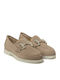 Damen Mokassins Aus Leder in Beige Farbe