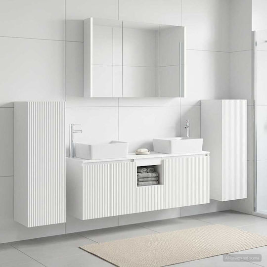 vidaXL Pangă Cu Lavoar Oglindă și Coloană M100xA15.5xÎ70cm Alb