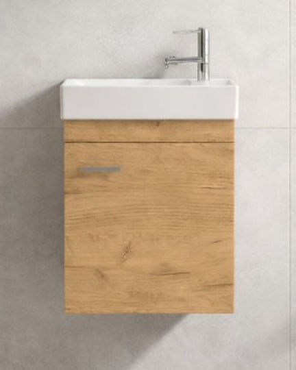 Savvopoulos Πάγκος με Νιπτήρα με Φως Μ50xΒ30xΥ55cm Light Hickory