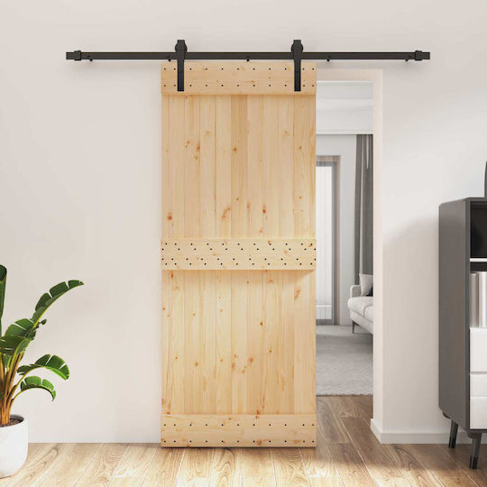 vidaxl Schiebetür Natürliches Schwarz 85 x 210 cm