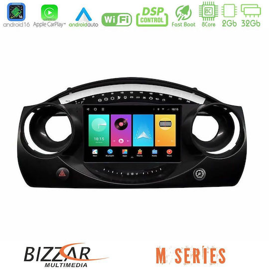 Bizzar Auto-Audiosystem für Klein Cooper 2001-2006 mit Touchscreen 9 Zoll Bluetooth USB Eingebautes Wi-Fi GPS Apple CarPlay Android Auto