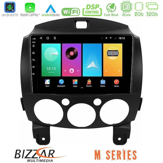 Bizzar Auto-Audiosystem für Mazda 2 2008-2014 Bluetooth USB Eingebautes Wi-Fi GPS Apple CarPlay Android Auto mit 9 Zoll Touchscreen