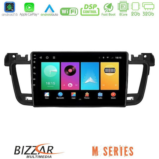 Bizzar Автомобилна Аудио Система За Peugeot 508 2010-2018 Bluetooth USB Вграден Wi-Fi GPS Apple CarPlay Android Auto С Touch Screen 9"