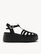 Μαύρα Δερμάτινα Gladiator Platform Sandals