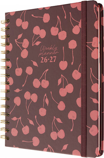 Grupo Erik Weekly Academic Agenda 2026/27 Bambina Cherry Rouge Spiral 16.5x21cm