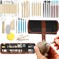 Modellier- und Bildhauerwerkzeug-Set aus Ton Zola 40 Utensilien Kunststoff Holz Stahl Aufbewahrungskoffer 58 X 22 Cm