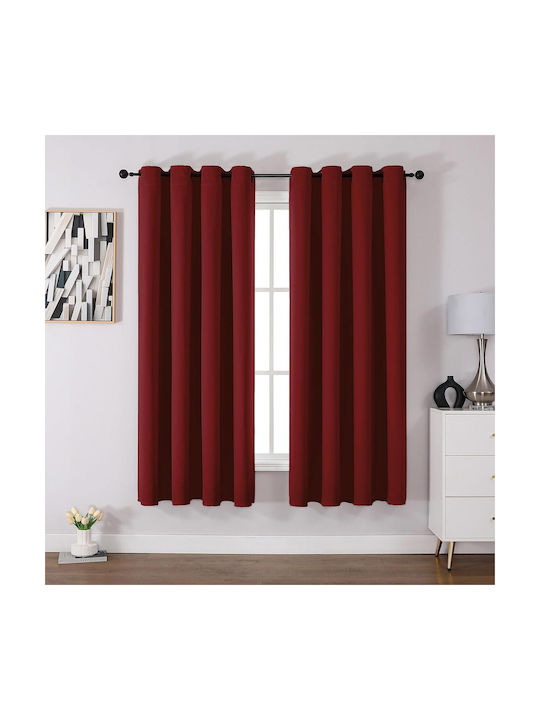 Cucraf Σετ Κουρτίνες Συσκότισης με Τρουκς Red 140x175εκ.