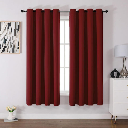 Cucraf Σετ Κουρτίνες Συσκότισης με Τρουκς Red 140x175εκ. Cucraf Σετ Κουρτίνες Συσκότισης με Τρουκς Red 140x175εκ.