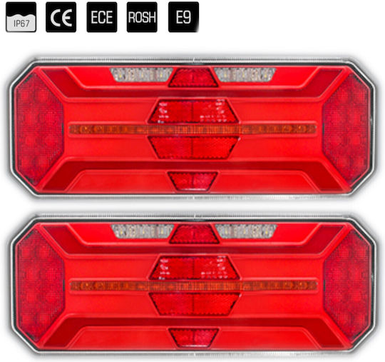 Set Left + Right Multifunctional Led Stop Lights Running Neon Indicator Effect 12v 24v 350mm X 131mm X 60mm