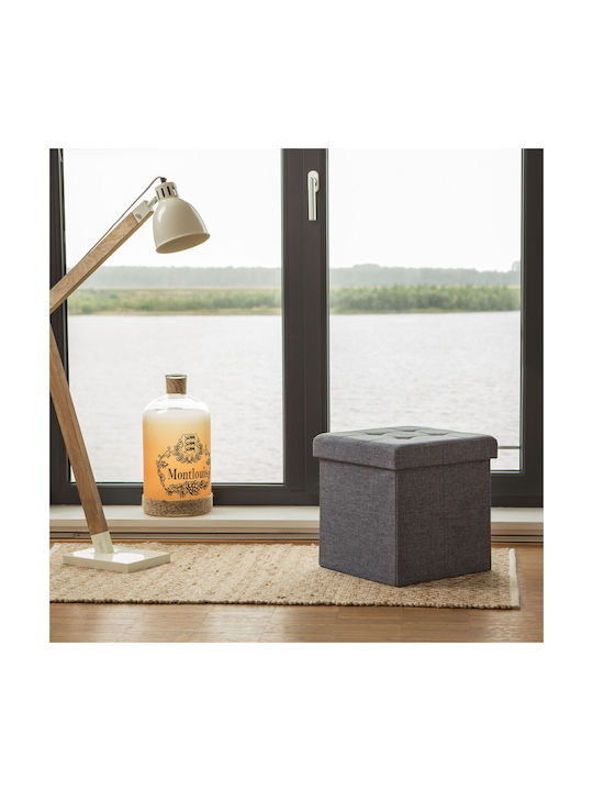 Taburet Camera De Zi Pliabil Cu Spațiu De Depozitare Tapițat Cu Țesătură Antracit 38x38x38cm
