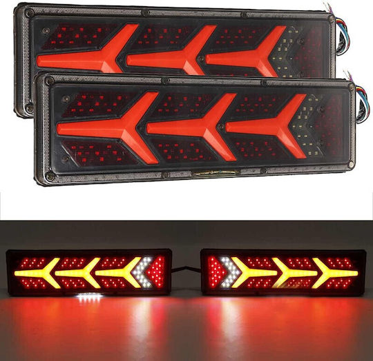 Set Becuri Auto Spate Multifuncționale LED Lumini Dinamice Indicator Neon 46cm x 12,5cm 24V