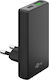 Goobay Incarcator Fără Cablu GaN cu Port USB-A și Port USB-C 65W Power Delivery Negru (75723)