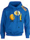 Takeposition Printed Blouse with Hoodie and Potato Diet Print in Royal Blue