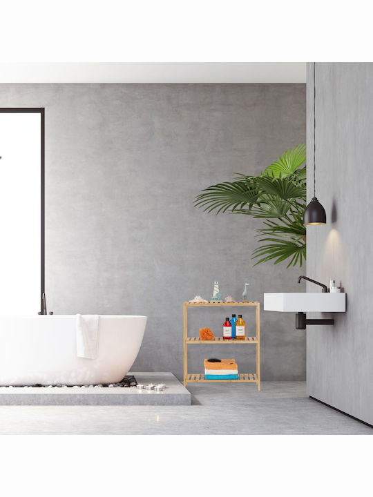Relaxdays Raft de Baie de Podea Bamboo 69x26x60cm Maro