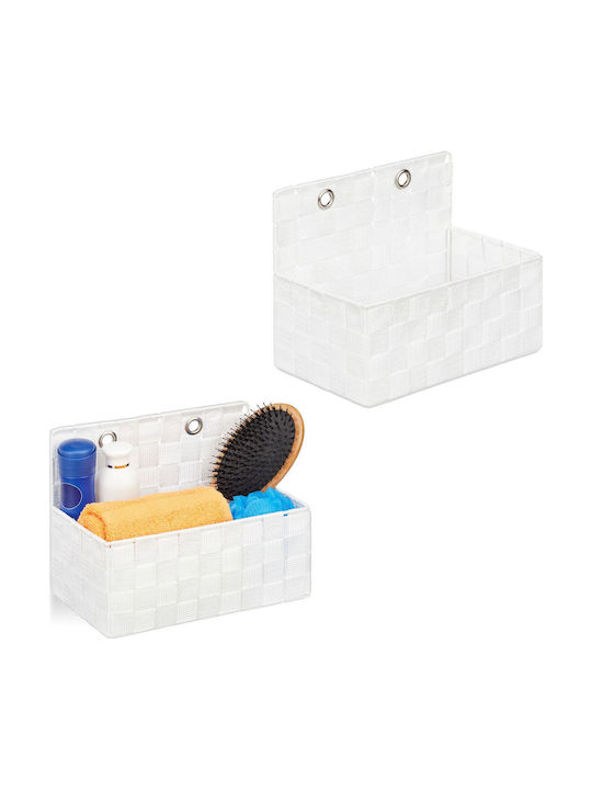 Relaxdays Coș De Depozitare Alb 20x16.5x25cm 2 Bucăți