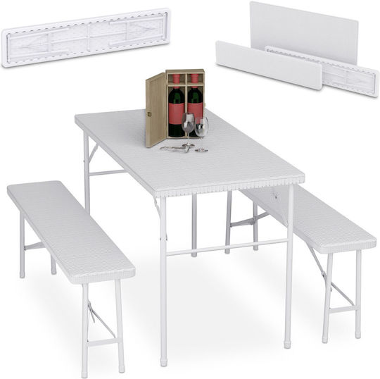 Relaxdays Picknick-Tisch Bank Klappbar 73x61x120cm Schwarz